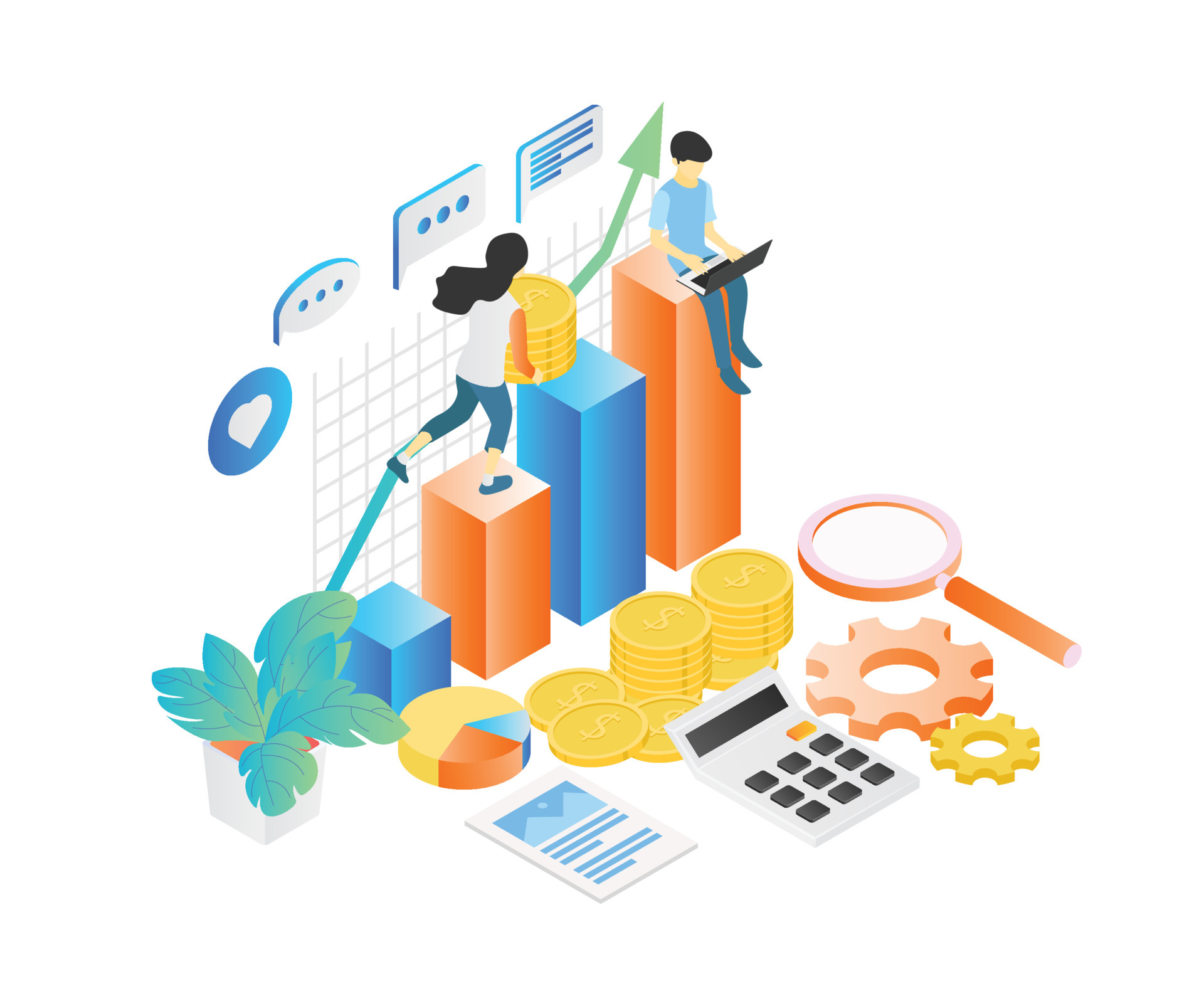 isometric-style-illustration-about-financial-investment-busines_p81304